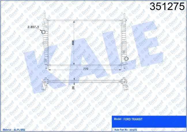 KALE-351275 Radyator Transit V347 3.2 Tdci 200 Ps Al Pl Brz